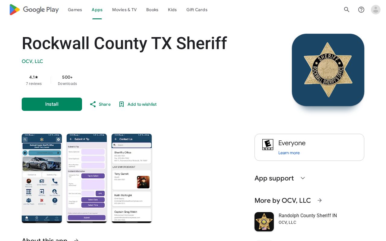 Rockwall County Sheriff app listing without a released inmate mugshot promise
