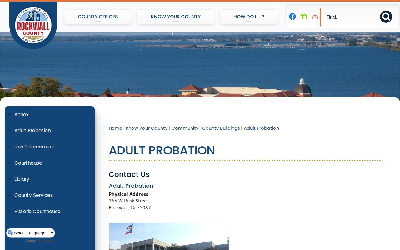 Rockwall County parole and probation office address listing