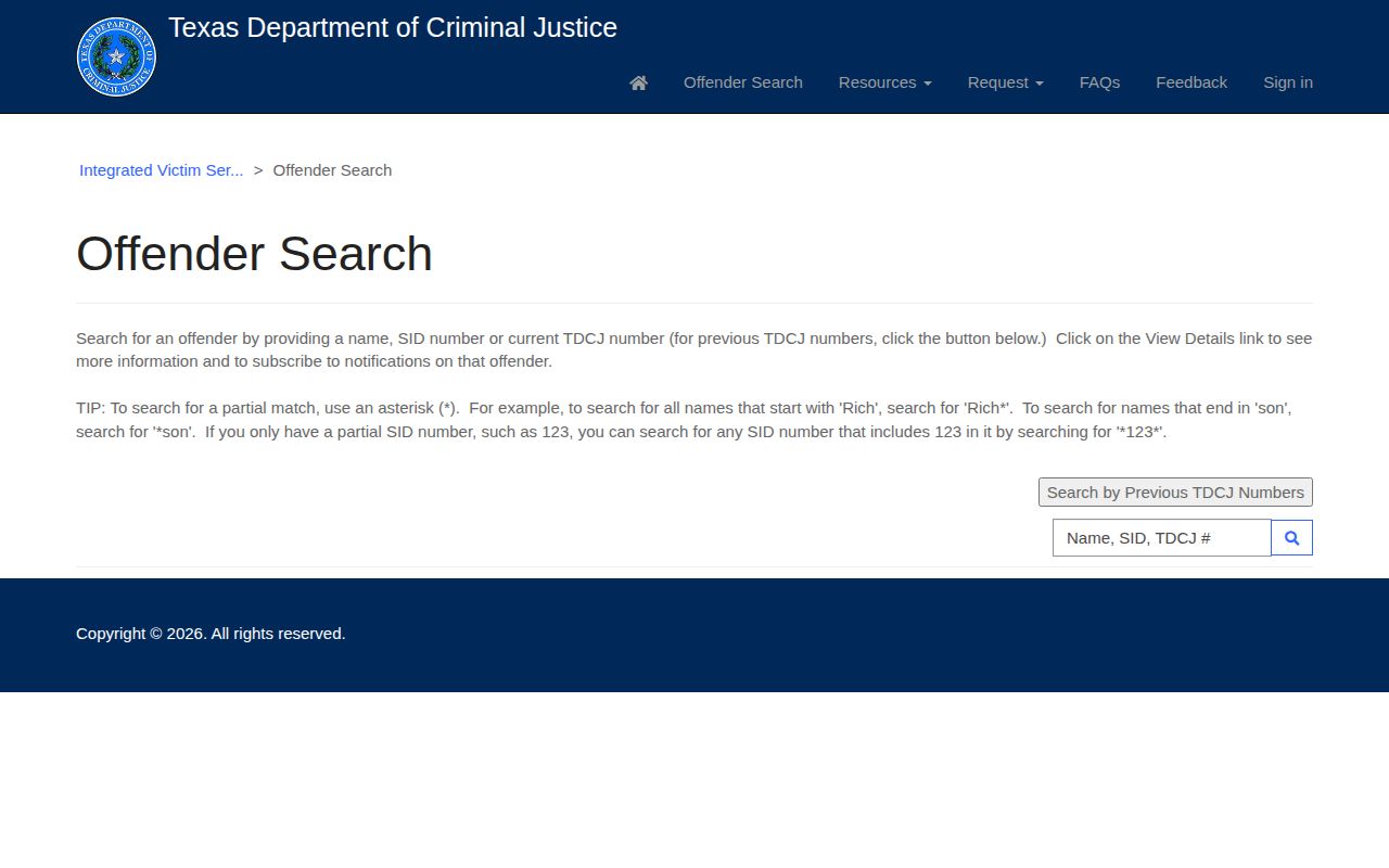 Rockwall County inmate TDCJ VINELink state custody subscription instructions